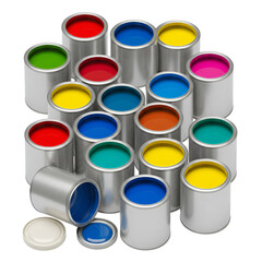 3D Illustration of Colorful Paint Cans