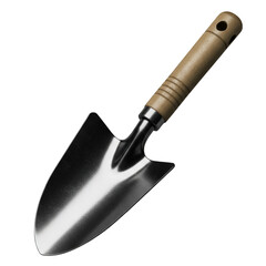 3D Illustration of Gardening Trowel With Wooden Handle