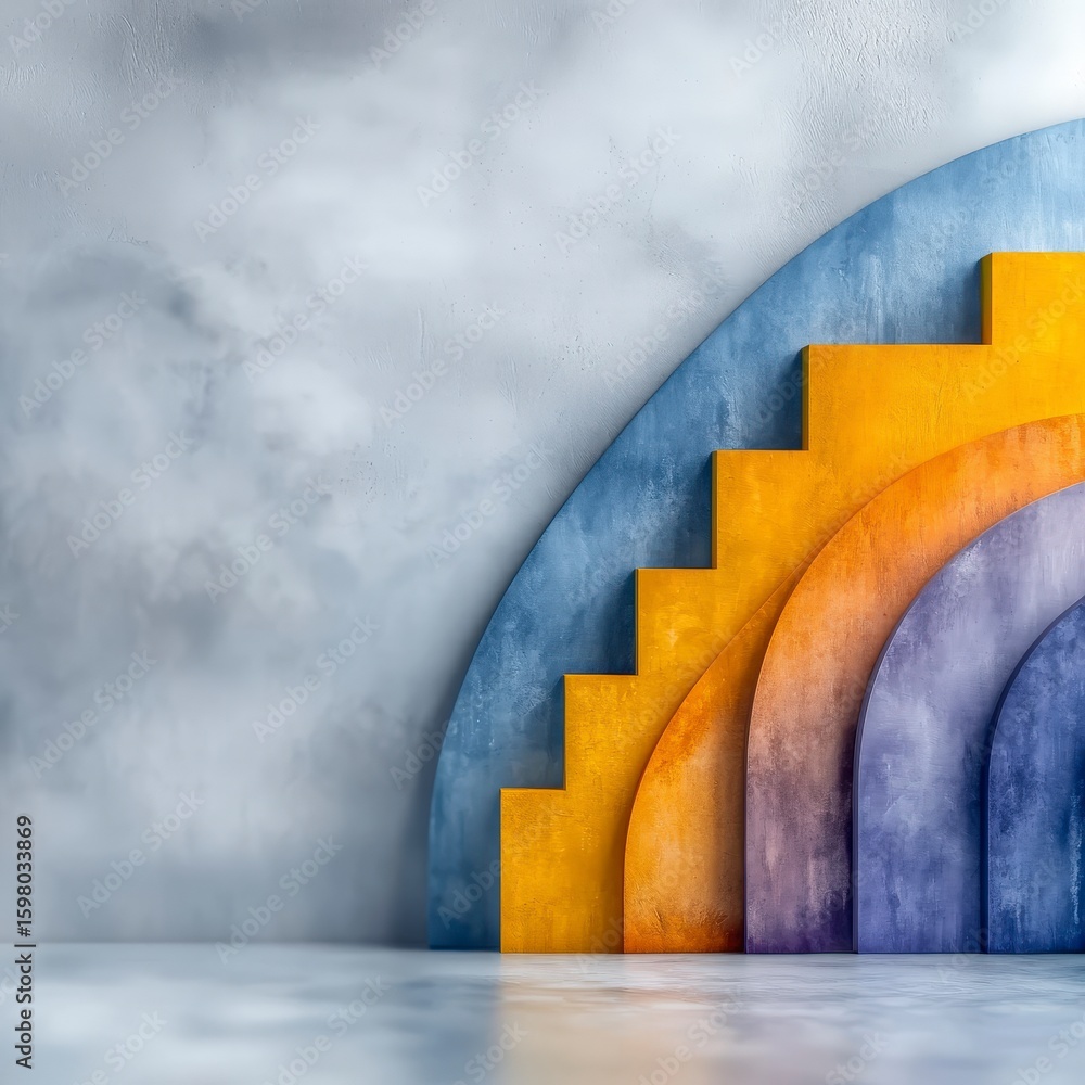 Aufkleber abstract architectural composition: a vibrant and modern abstract composition showcases a series of 