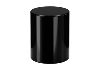 3D Illustration of Glossy Black Cylinder on Transparent Background