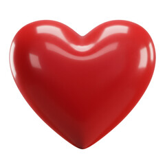3D Illustration of Glossy Red Heart on Transparent Background