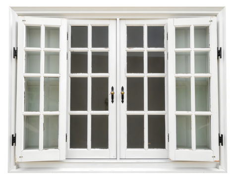 White plastic window isolated on a white background.