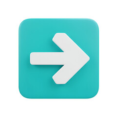 3D Illustration of White Arrow on Turquoise Rounded Square Icon