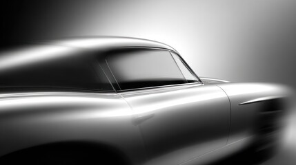 Sleek, metallic, vintage car sketch