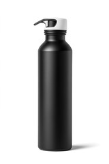 black matte metal sports bottle with a background