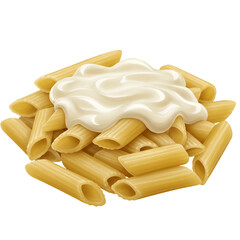 3D Illustration Penne Pasta with White Cream Sauce