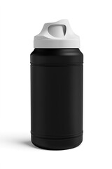 black matte metal sports bottle with a background