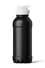 black matte metal sports bottle with a background