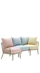 3D Illustration of Modern Sofa with Pastel Cushions