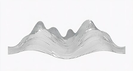 Black and white vector graphic of three mountai