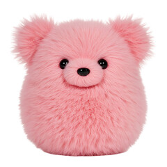 3D Illustration Pink Fluffy Round Bear Plush Toy