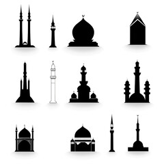 Black Muezzin Icon Set Vector Silhouette Design