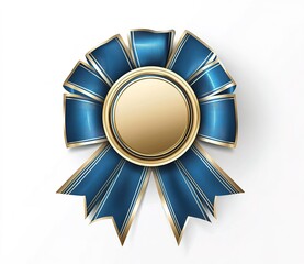 Award ribbon in blue with gold accents on a background