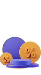 3D Illustration Podium With Percent Symbol