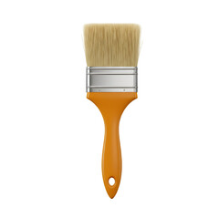 3D Paintbrush Orange Handle Isolated Background