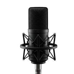 3D Illustration of Black Microphone on Transparent Background