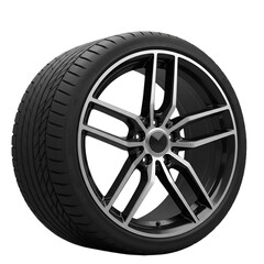 Fototapeta premium 3D Realistic Car Wheel Tire On Black Png