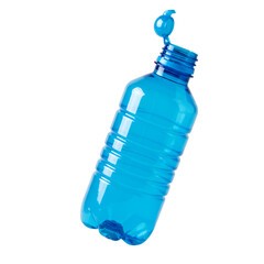3D Illustration of Blue Plastic Water Bottle with Splash