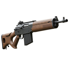 3D Illustration of Brown Wooden Rifle Isolated