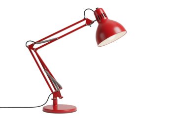 3D Red Adjustable Desk Lamp Isolated on Transparent Background