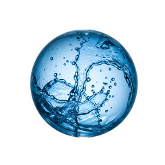 3D Illustration of Blue Water Splash in Sphere