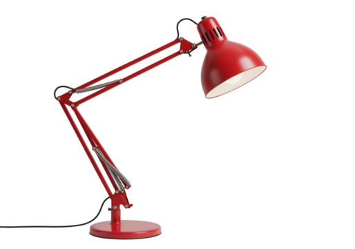 3D Red Adjustable Desk Lamp Isolated on Transparent Background