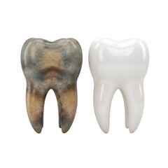 3D Illustration of Clean And Dirty Tooth