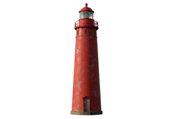 3D Red Lighthouse Isolated on Black Background