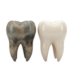 3D Illustration of Clean and Dirty Tooth Comparison