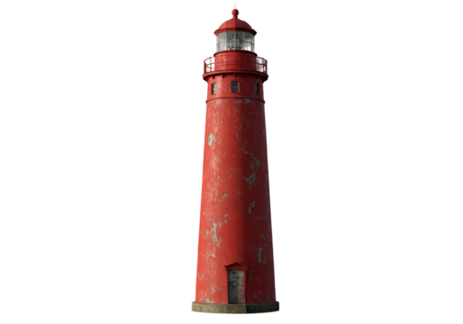 3D Red Lighthouse Isolated on Black Background