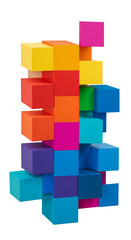 3D Illustration of Colorful Stacked Blocks on Black Background