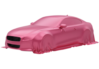 3D Pink Car Reveal on Transparent Background