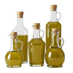 3D Realistic Olive Oil in Glass Bottles
