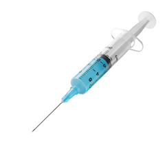 3D Illustration of Syringe With Blue Liquid