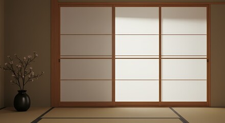 empty room with wooden window