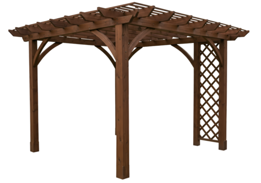3D Wooden Pergola With Lattice Isolated on Transparent Background