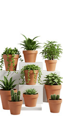 Obraz premium 3D Render: Potted Houseplants Collection on White