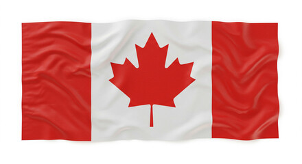 Authentic Canadian Maple Leaf Flag Waving Proudly on White Background - Symbol of National Identity and Patriotism