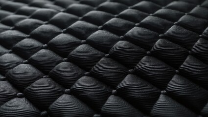 Naklejka premium Close-up of textile pattern with textured, diamond-shaped design in black fabric.