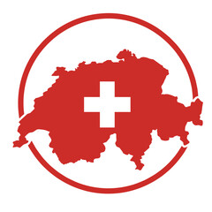 Switzerland flag map for Swiss National Day 1 August vector poster
