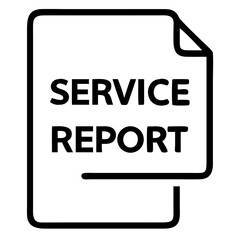 Illustration of a service report document with a folded corner and bold text indicating the document type is service report