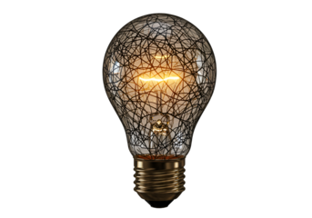 3D Render Light Bulb Glowing With Abstract Circuit Pattern On A Black Background