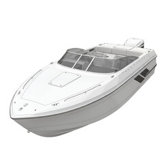 3D Model Illustration of a White Speedboat Isolated