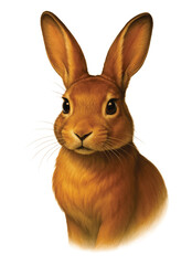 Brown fluffy bunny isolated on a white background