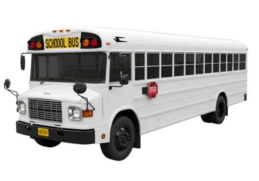 3D School Bus Isolated on Transparent Background