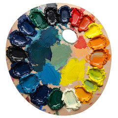 Artist Palette Colorful Oil Paints Illustration PNG