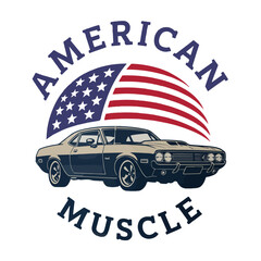 Classic Muscle Car Emblem – Vintage Circular Logo Design