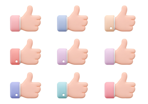 3D Thumbs Up Icons Illustration Set
