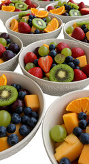 Assorted Fresh Fruit Bowls Isolated Photo