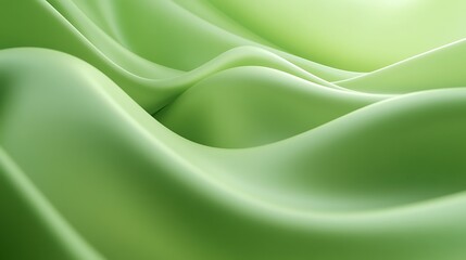 Abstract Green Waves Background, Smooth Silk or Fabric Texture Design